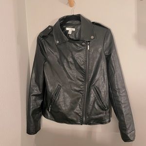 Pure Navy Faux Leather Moto Jacket- Size S